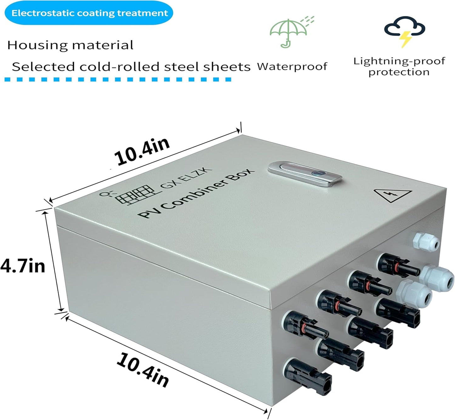 Caja combinadora solar tapa dura 4 cuerdas 80a alta potencia