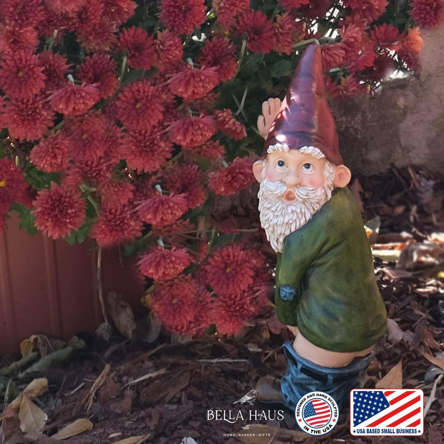 Estatua gnomo Willy The Peeing Garden 10.3" rojo