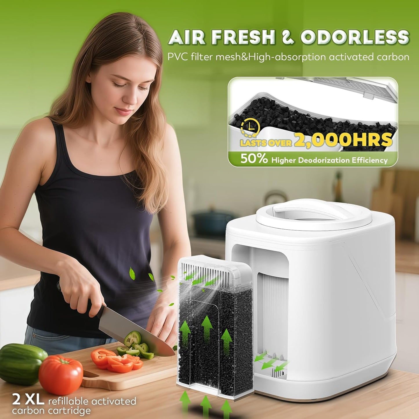 Compostador eléctrico cocina 2 filtros carbono