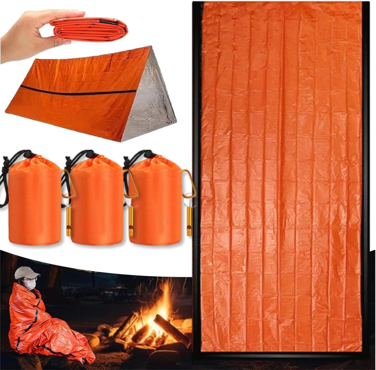 Bolsa dormir emergencia con silbato impermeable para camping