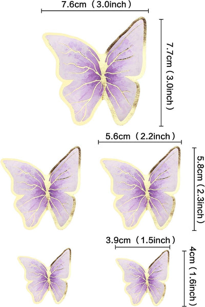 30 Pzas Topper Cupcake 3D Dorado Morado Animado