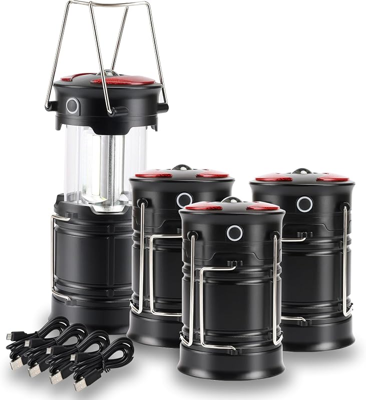 4 Linternas Campamento Recargables Dual Modo COB
