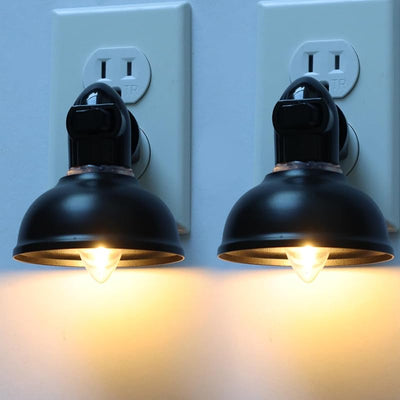 Luz Nocturna Enchufable con Interruptor Set 2 Led Vintage Metal