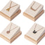 Soporte colgante bambú 4 pzas para collares terciopelo beige