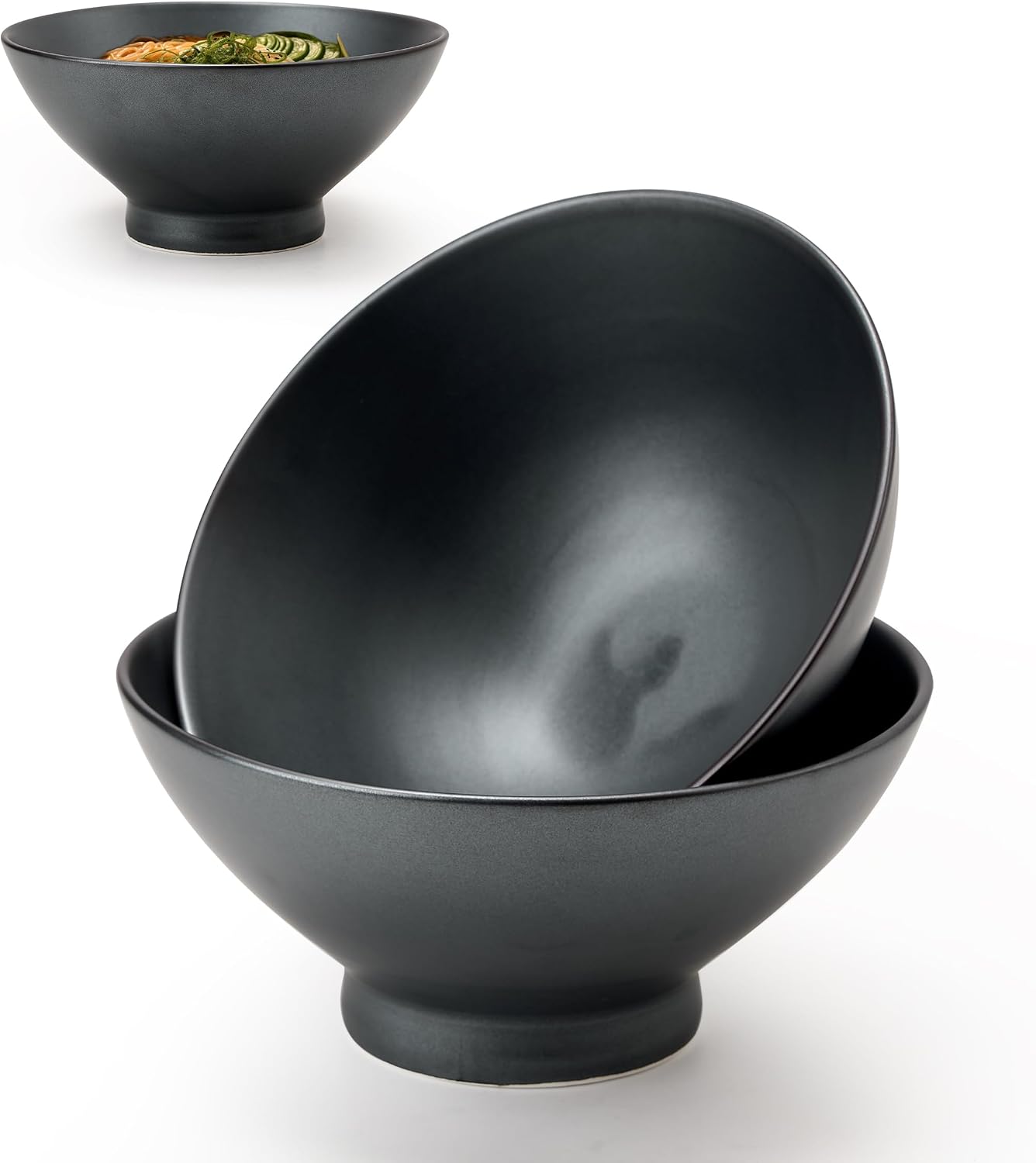 Set 2 Tazones Cerámica Ramen 20cm Negro Profundos