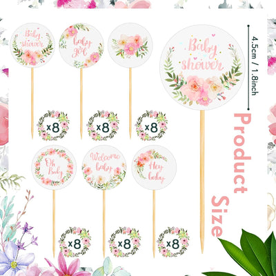 Decoraciones cupcakes bebé temática floral 24 pzas