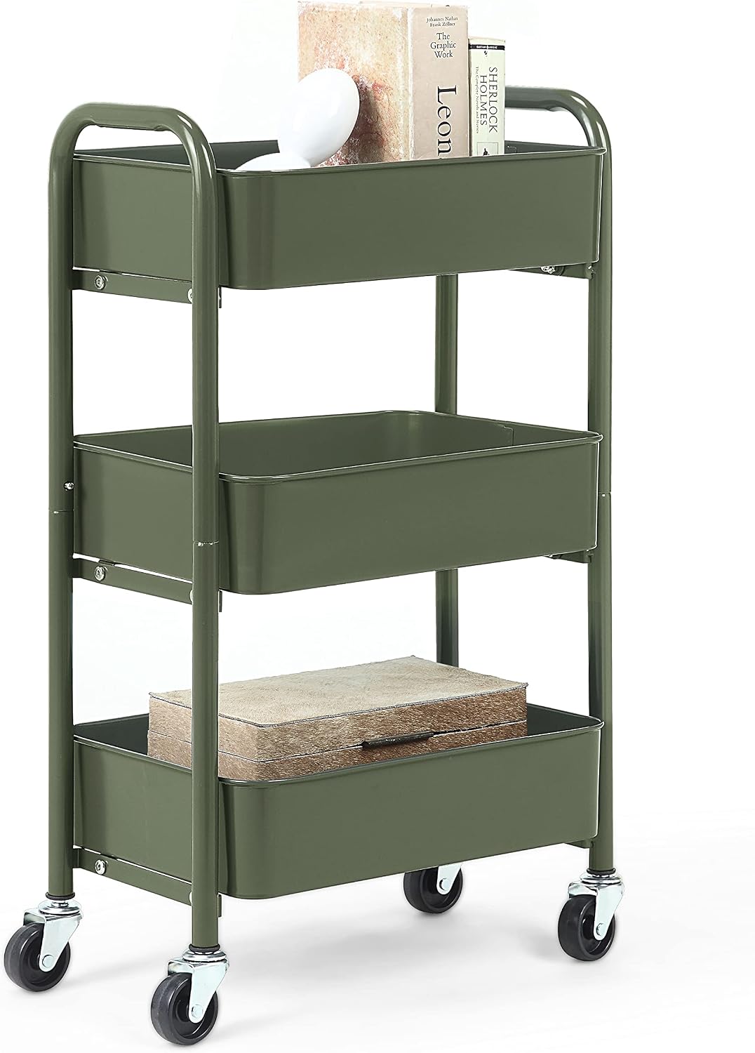 Carrito almacenamiento metal 3 niveles ruedas giratorias cocina