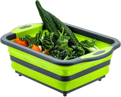 Tabla cortar plegable con colador silicona cesta frutas