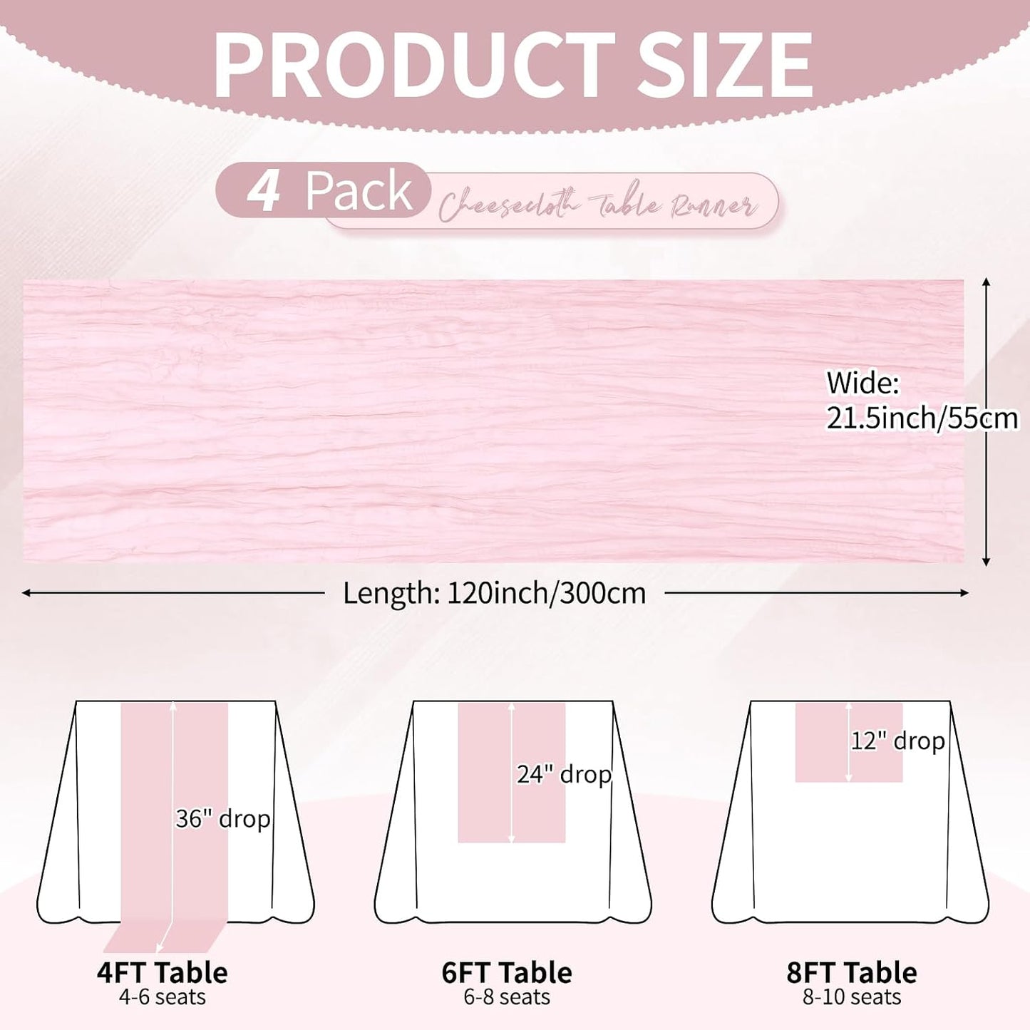 Mesa Estopilla Rosa Claro 10ft Tela Queso