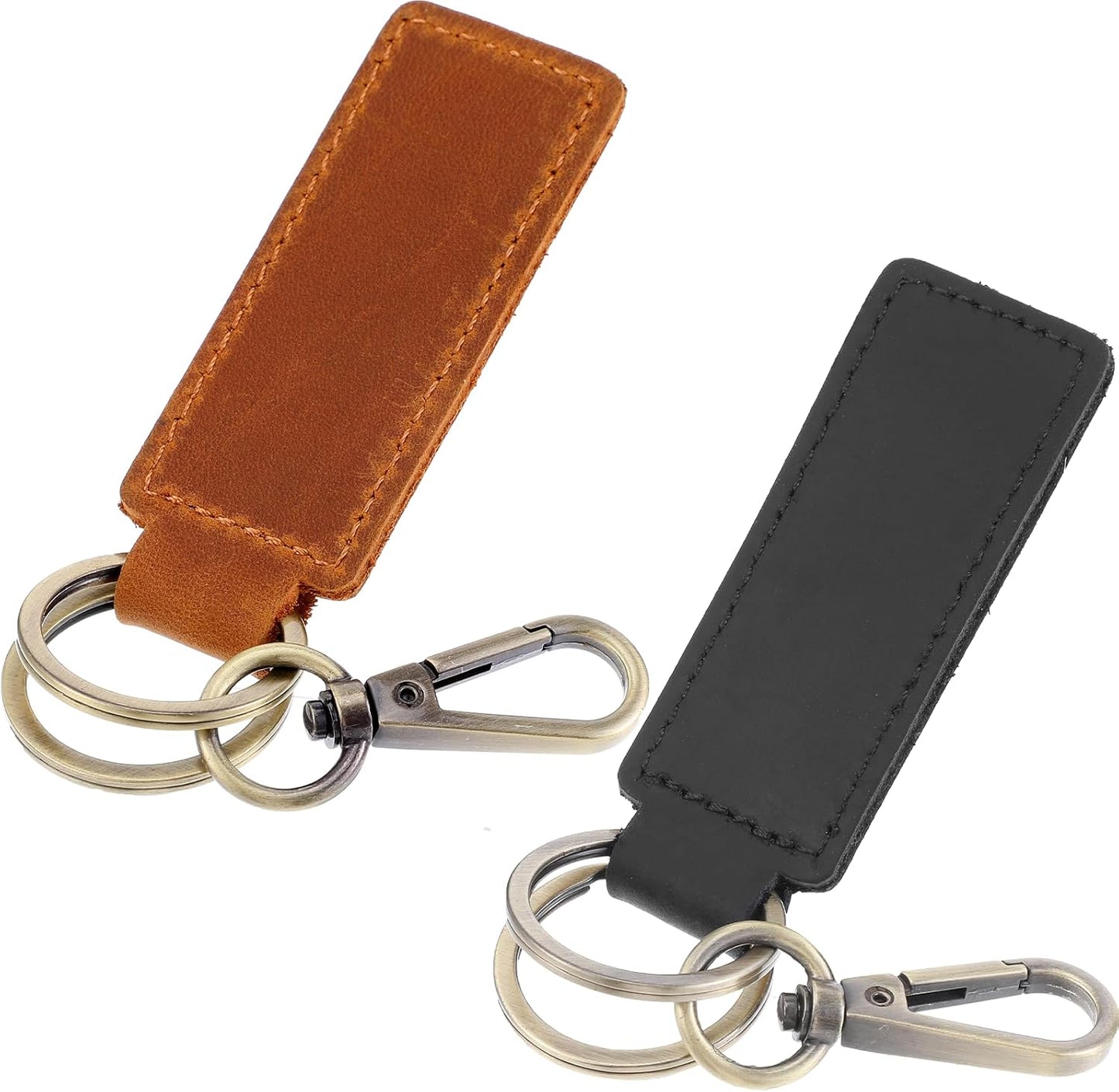2 Llaveros Cuero Genuino Universal Negro Marrón