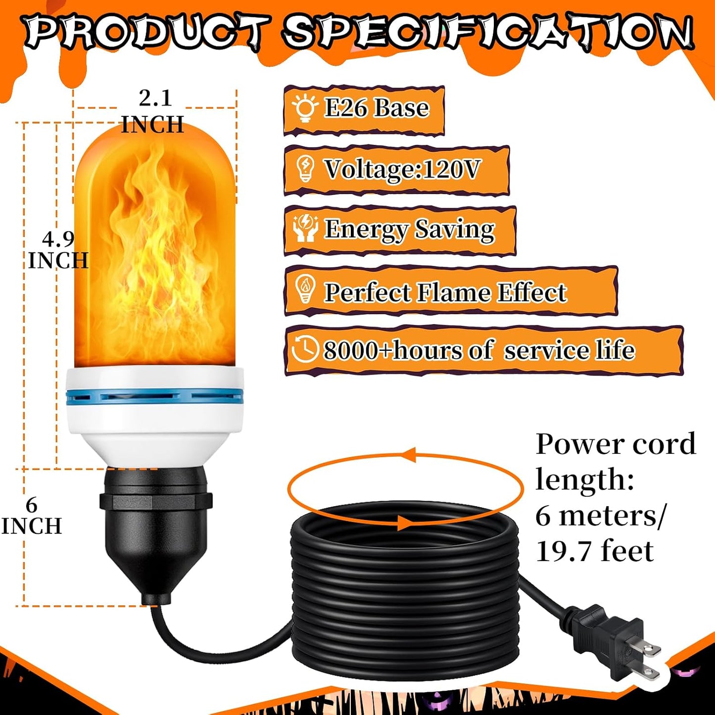 Kit luces esqueleto Halloween 19.7pies modo naranja