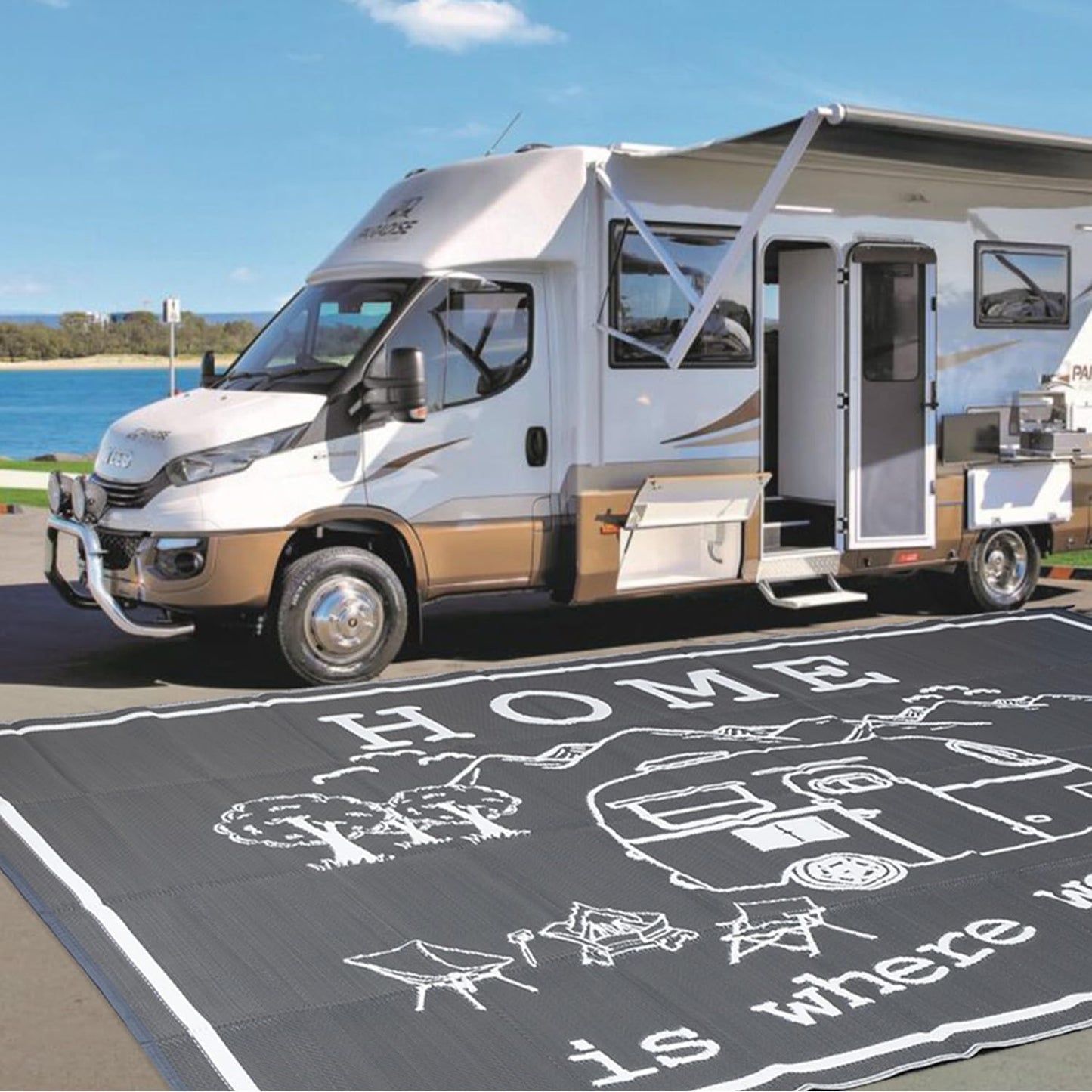 Alfombra reversible caravana 9x12ft impermeable UV