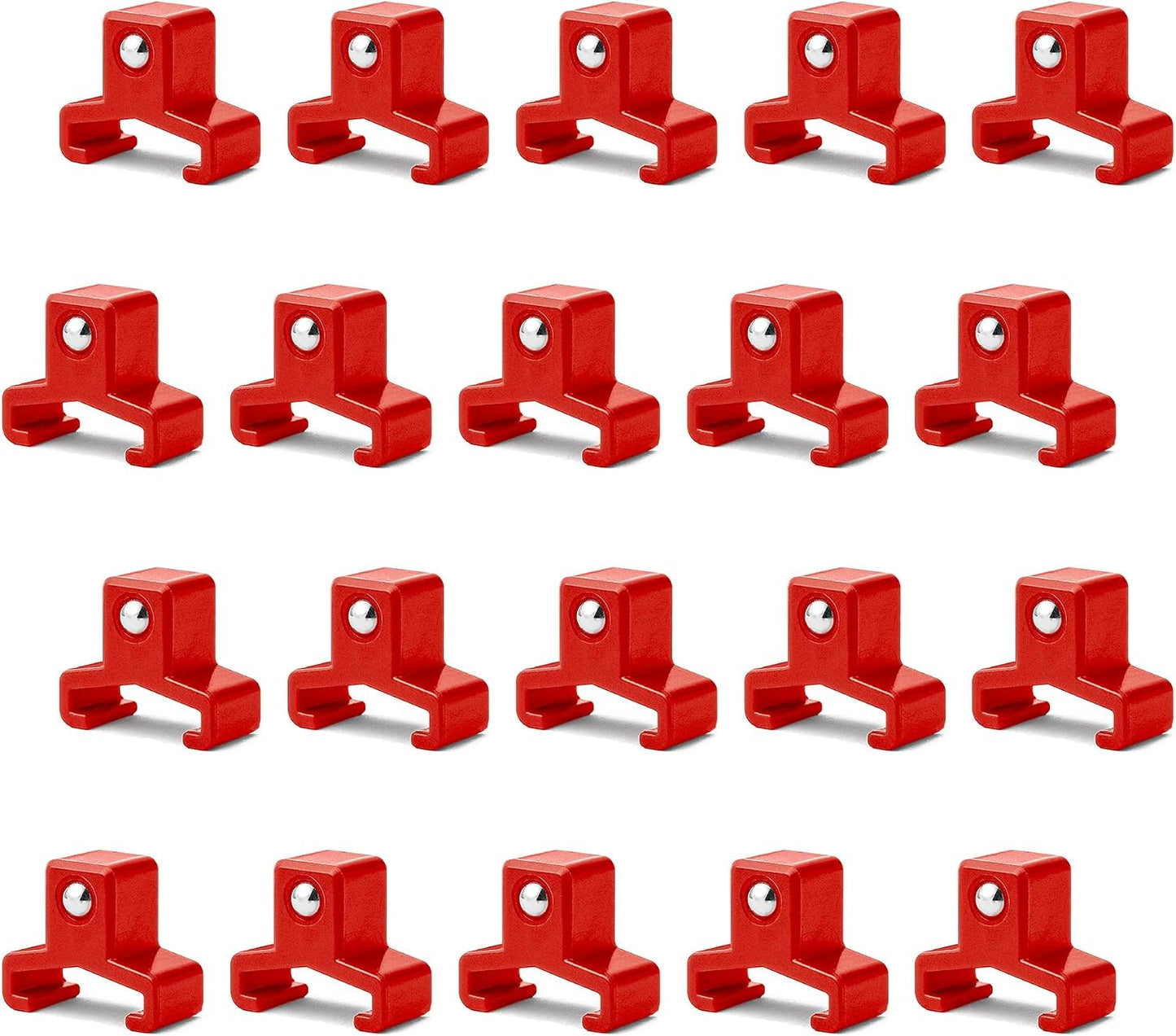 20 Clips 3/8pulg para Rieles ABS Plástico Rojo
