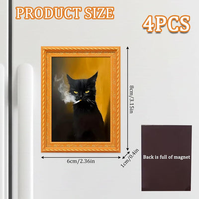 4 Pzas imanes madera gato retro para nevera y pizarra