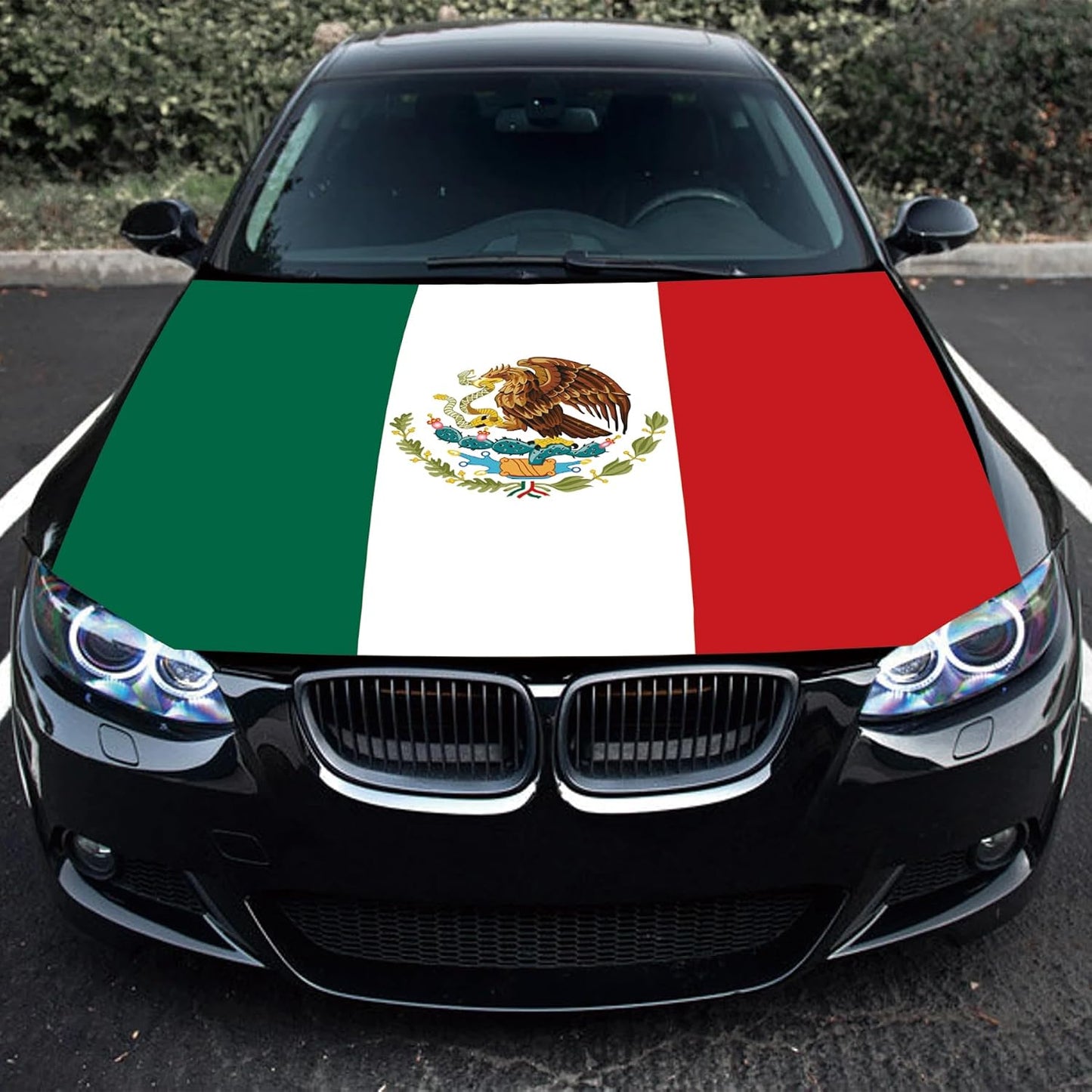 Bandera México cubierta capó auto 3.5x5ft tela elástica