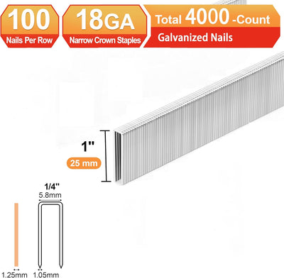 Grapas corona estrecha 1/4 pulg galvanizadas 18 GA para clavadoras