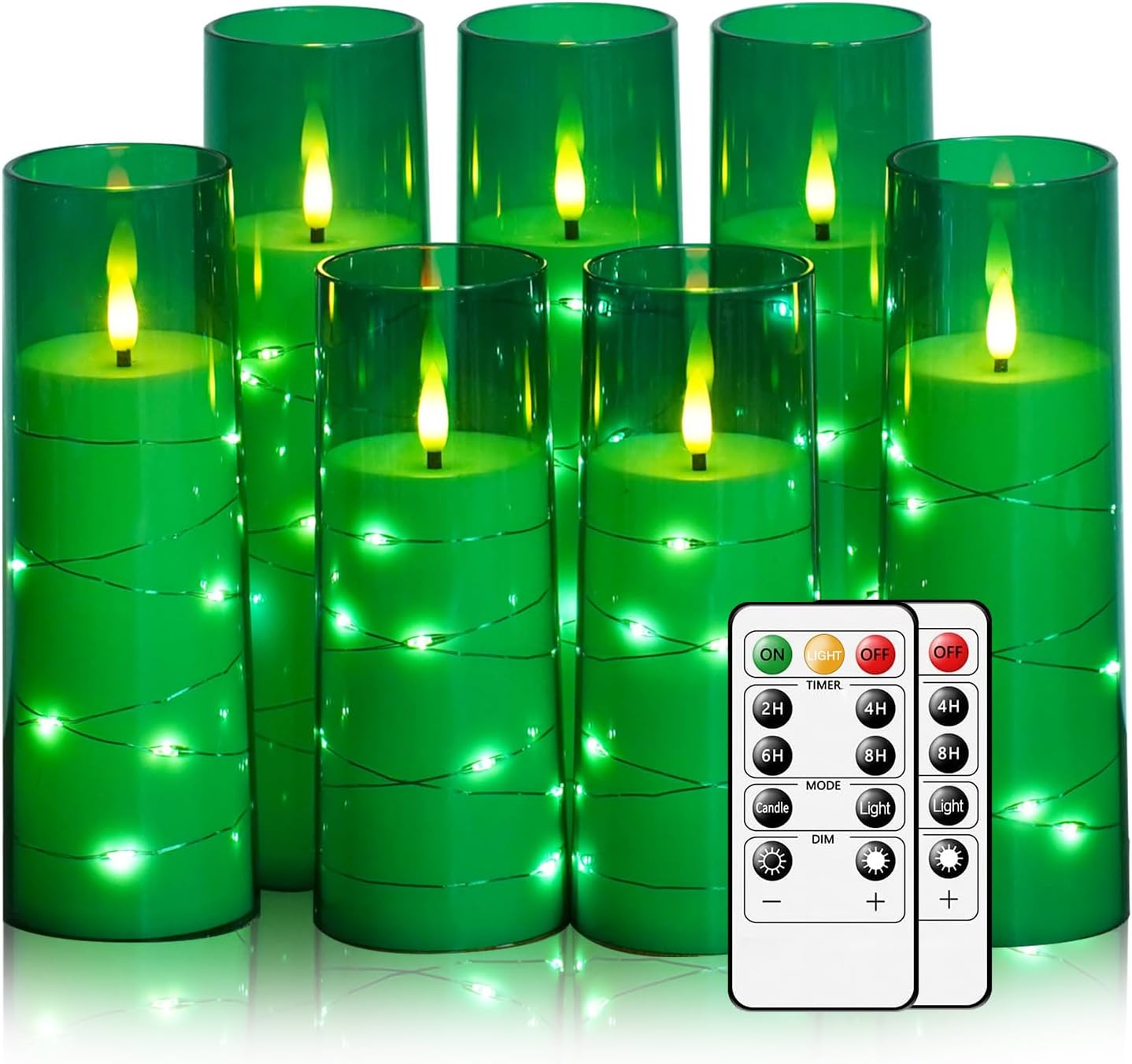 Velas LED sin llama con cuerda estrella 7 pzas control remoto