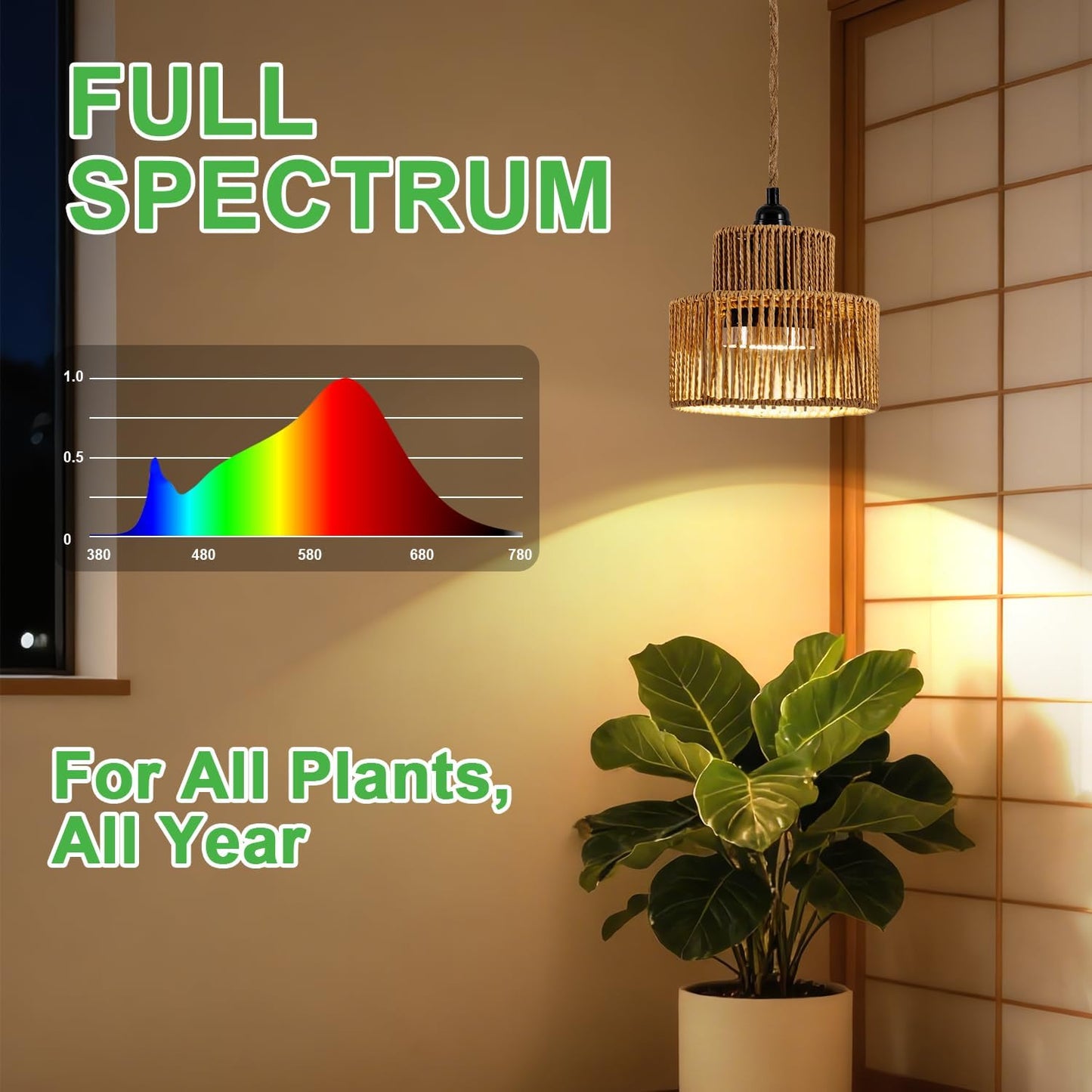 Luz LED espectro completo 30W para plantas con temporizador 15ft