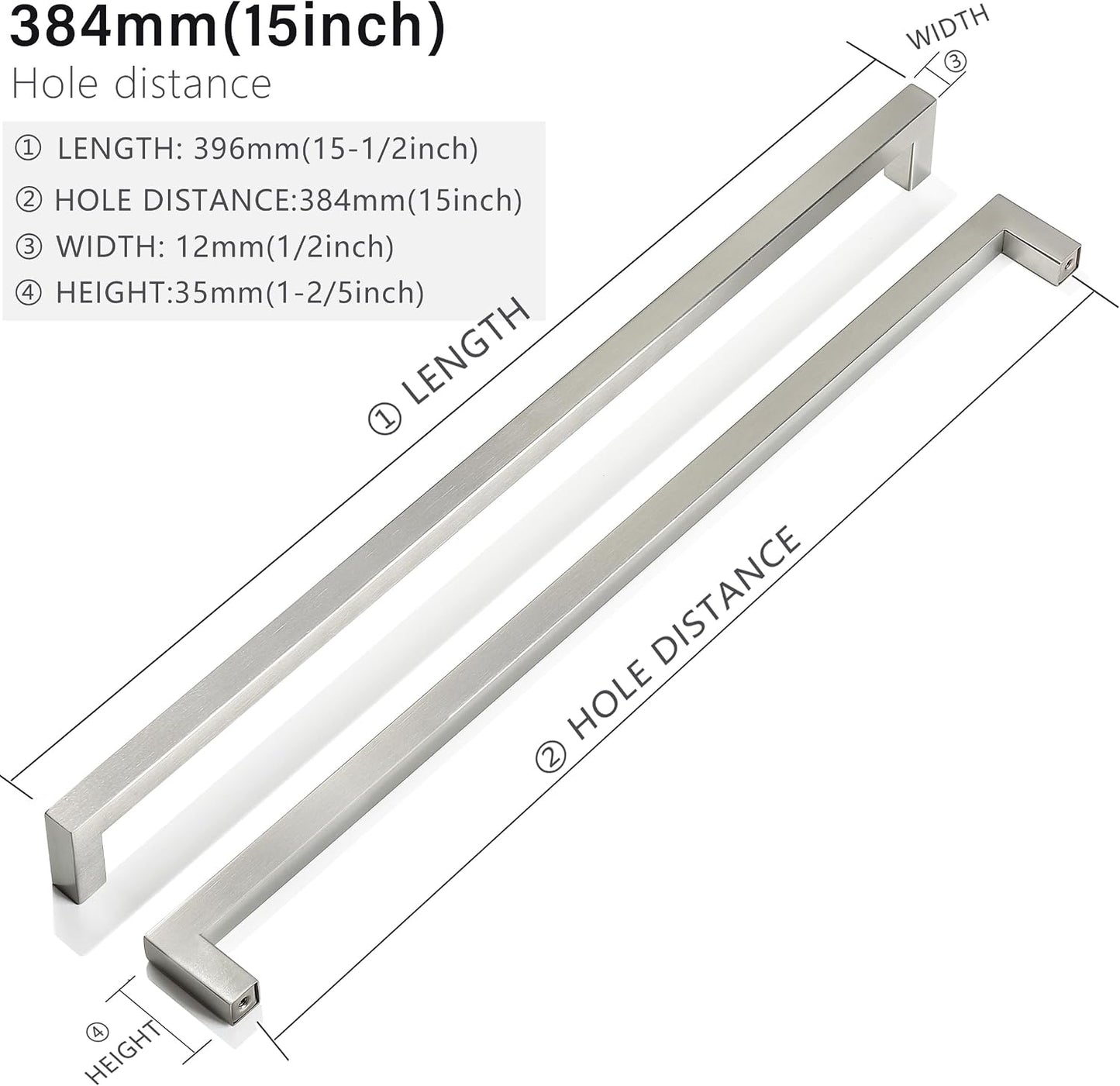 50 Manijas Níquel Cepillado Cuadradas 15pulg Acero Inox