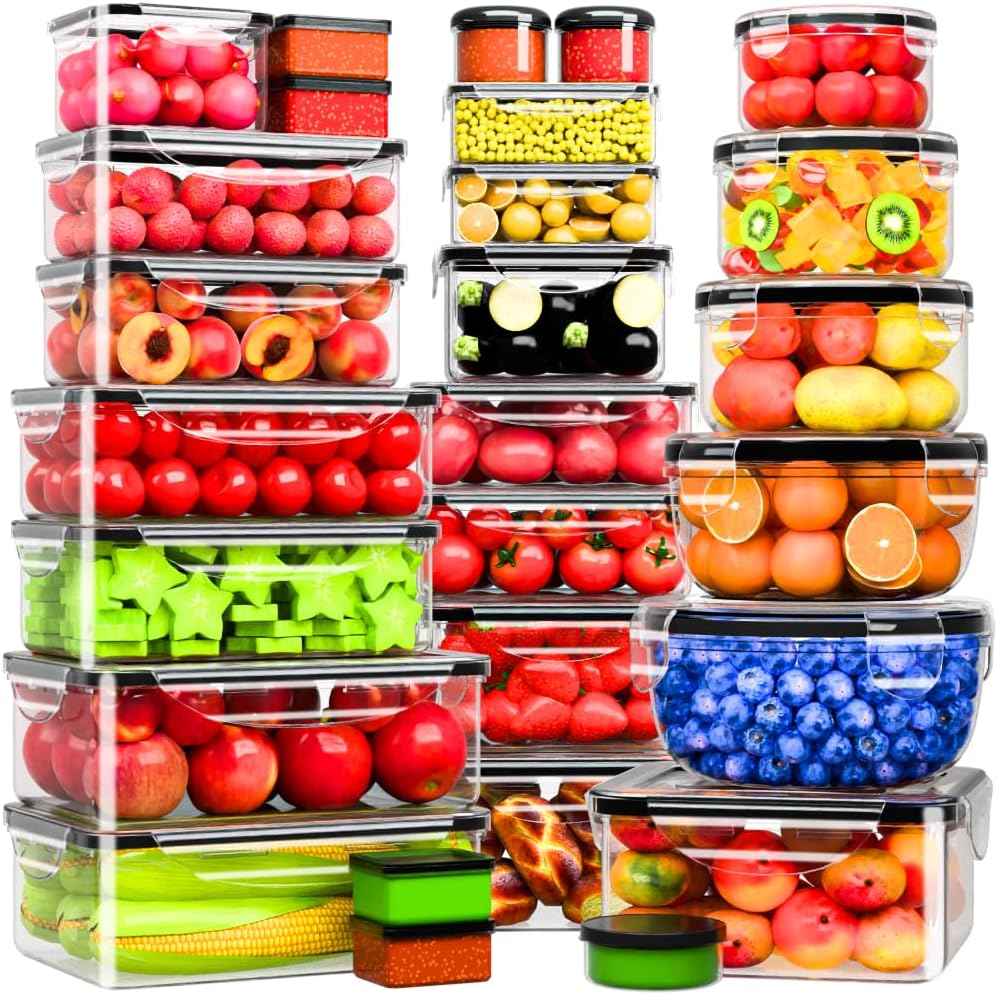 54 Pzas Contenedores Alimentos Tapas Herméticas Plástico
