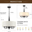 Candelabro tambor 5 luces negro 18pulg colgante rústica