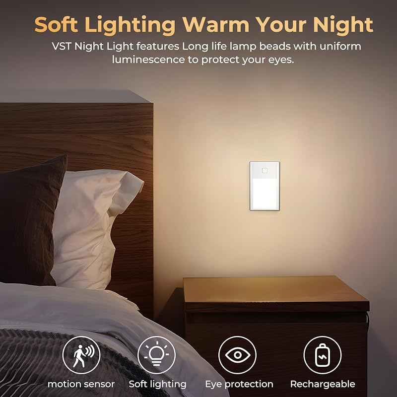 Luz nocturna sensor movimiento LED 6 Pzas plateado