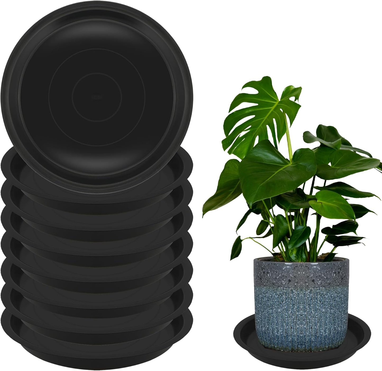 8 Platillos Plástico 16" para Macetas Interiores Exteriores
