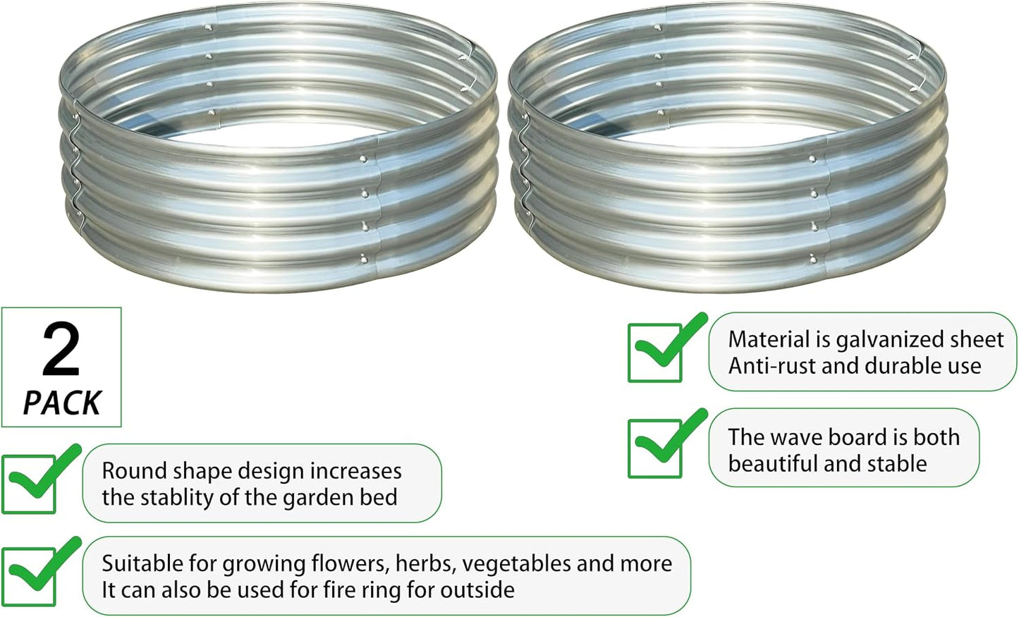 Macetero elevado para jardín 3ft set 2 redondas exteriores