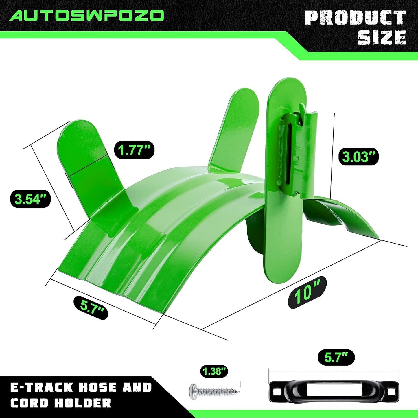 Soporte E-Track para mangueras ganchos servicio pesado verde