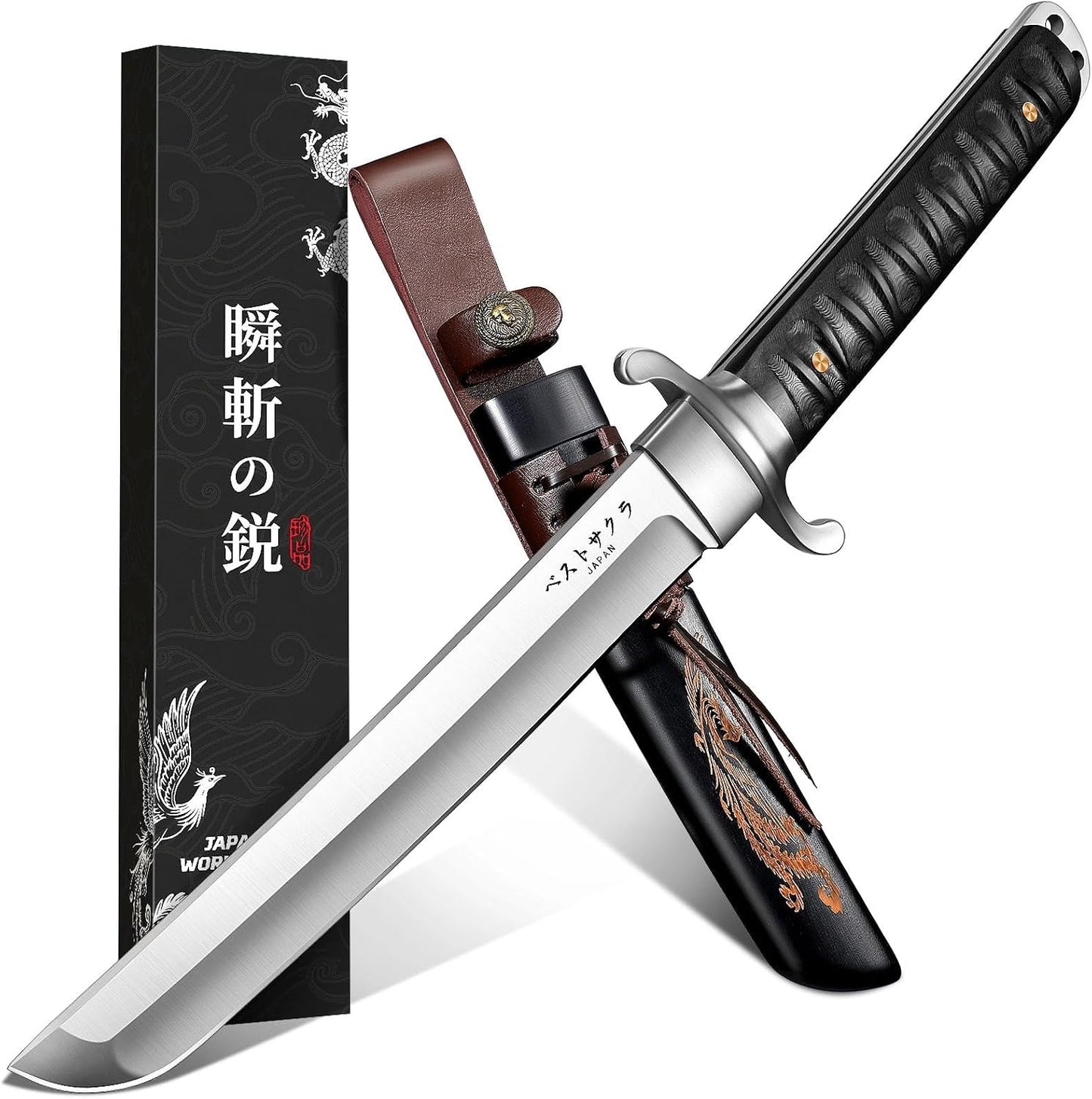 Cuchillo Japonés Hoja Fija con Funda Phoenix para Hombres