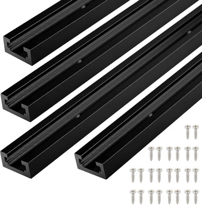 Riel en T aluminio 24pulg negro set 4 con accesorios T