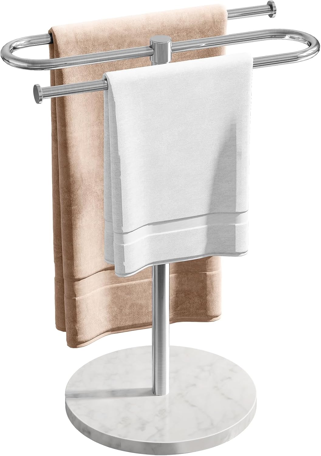 Toallero encimera baño base mármol acero inox 2 toallas