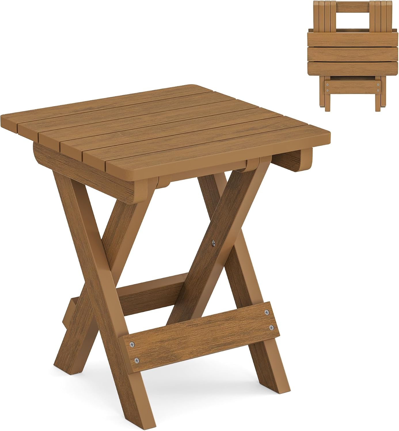 Mesa auxiliar plegable exterior 14" color teca