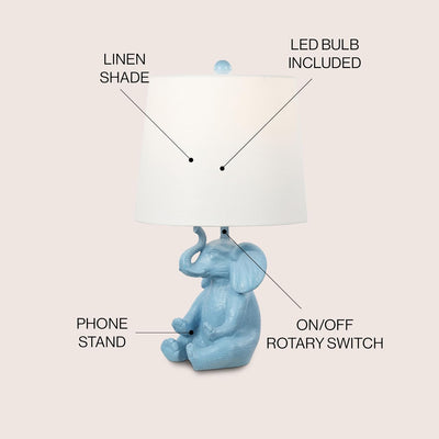 Lámpara mesa azul 21" soporte teléfono moderna dormitorio