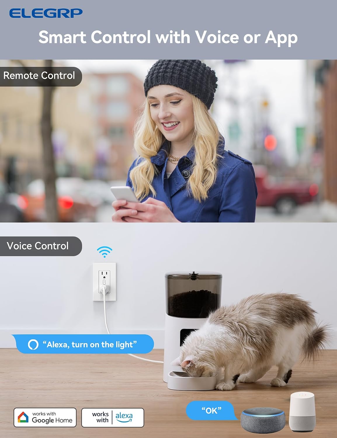 Toma corriente inteligente Wi-Fi con Alexa y Google