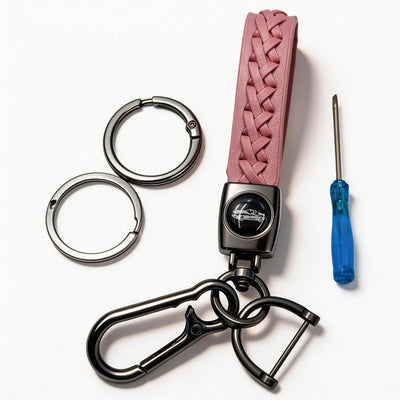 Llavero cuero universal para auto con giro 360° y anillo D