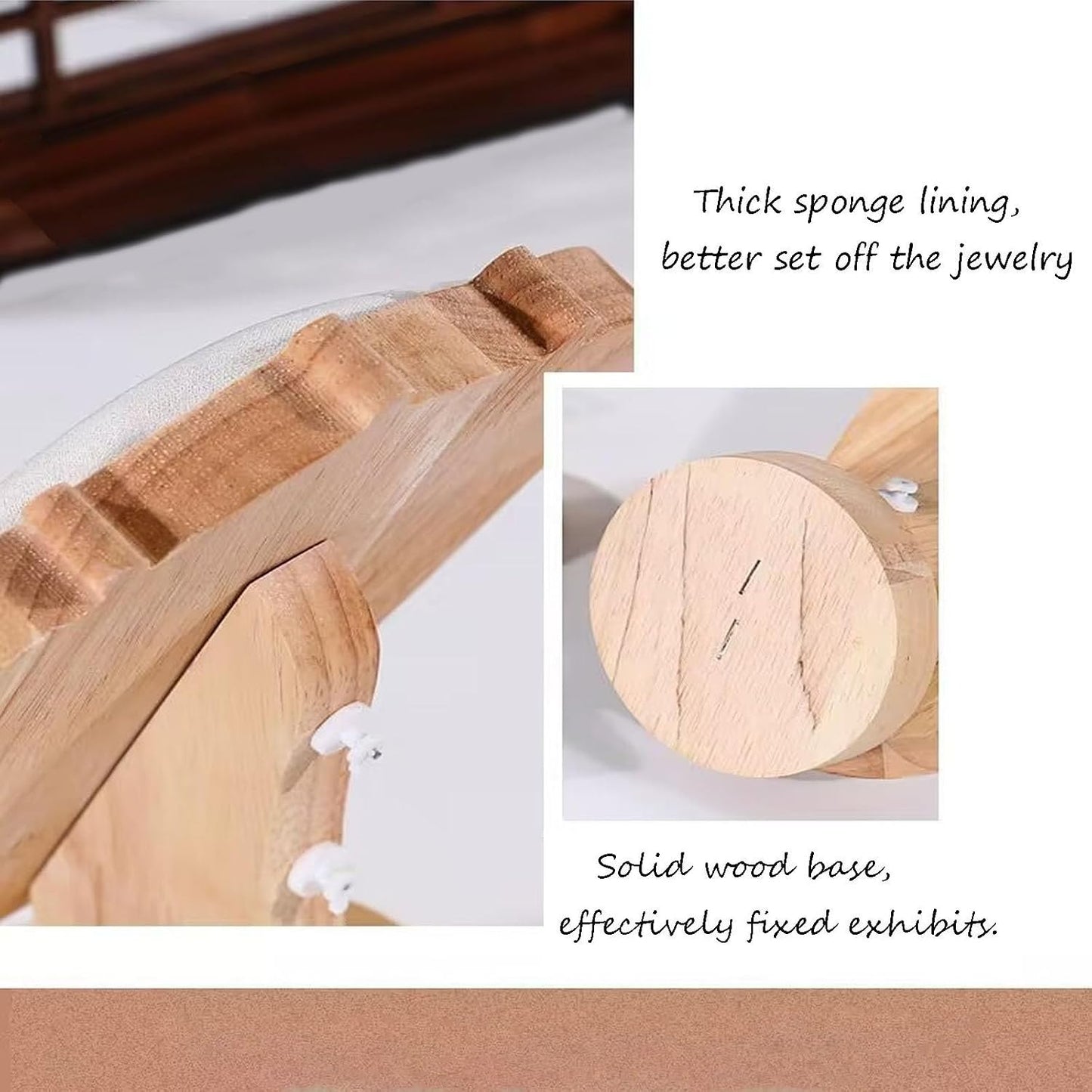 Soporte cuero con base madera 8.27" organiz. joyas