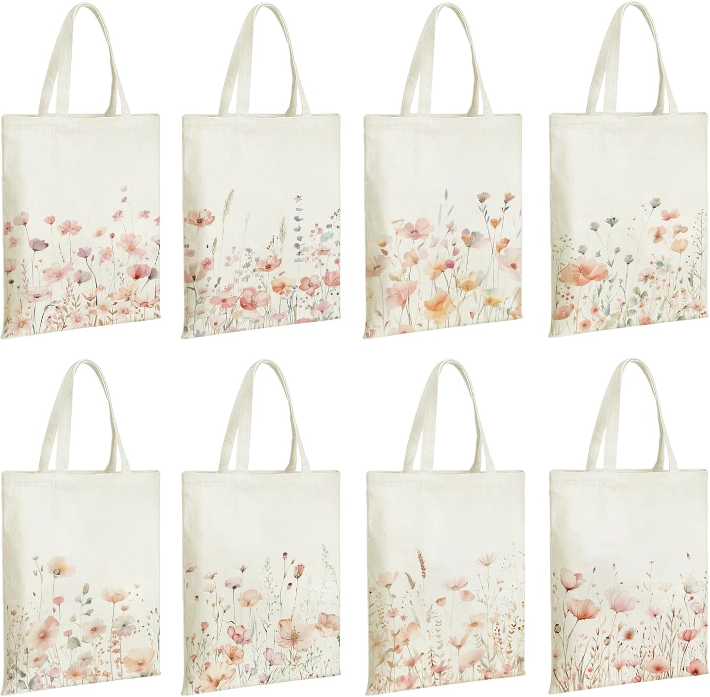 Bolsas lona floral cristiana con versículos reutilizables