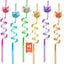 24 Pajitas Gato con Purpurina 6 Colores 2 Cepillos Limpieza