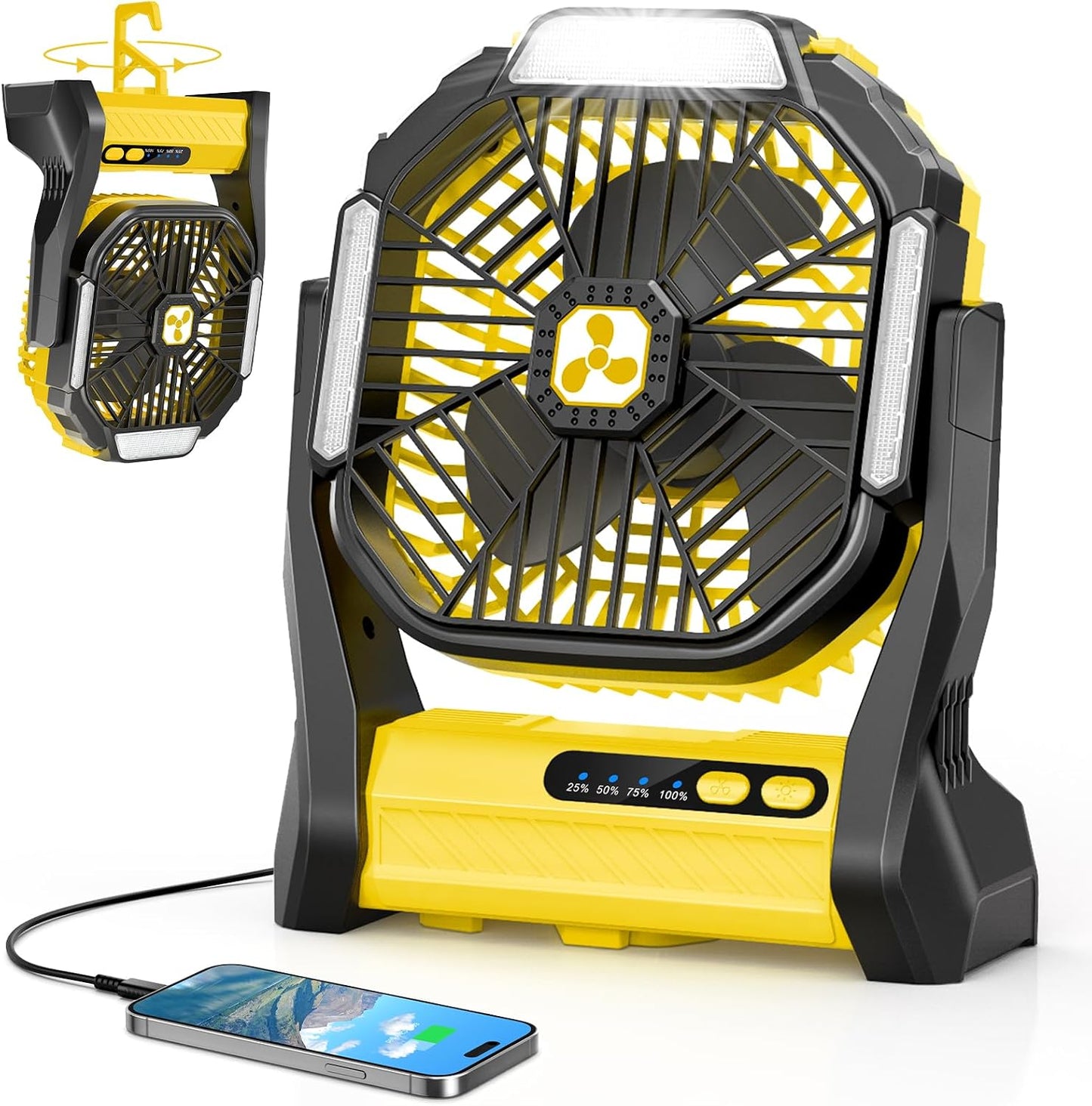 Ventilador portátil recargable 20000mAh con luz LED