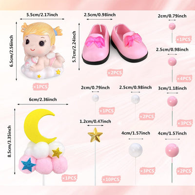30 Pzas Decoración Rosa para Tarta Bebé Niña