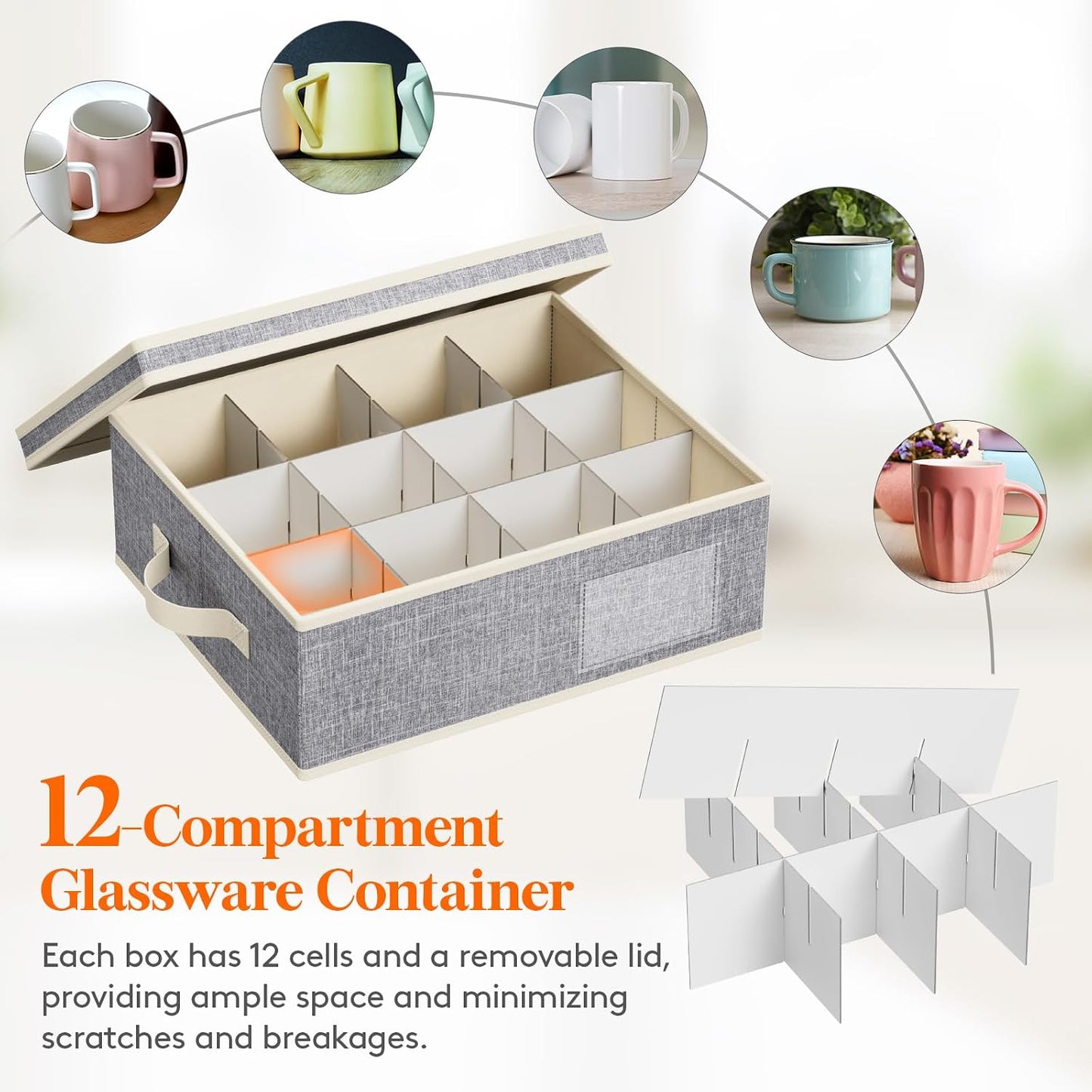 Caja organizadora tazas té 24 compartimentos apilable