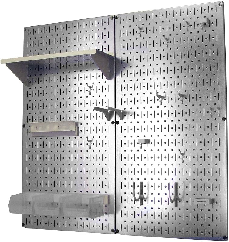 Organiz. tablero clavijas metal herramientas garaje blanco