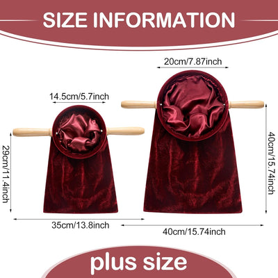2 Pzas Bolsa Ofrenda Iglesia Asas Madera 15.75x7.87pulg Rojo