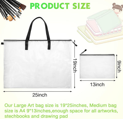 10 Bolsas Arte 19x25pulg Organizador Suministros con Cremallera