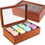 Caja té madera acacia 8 compartimentos magnéticos cocina