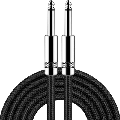 Cable guitarra 10ft conector llano 1/4 para bajo eléctrico negro