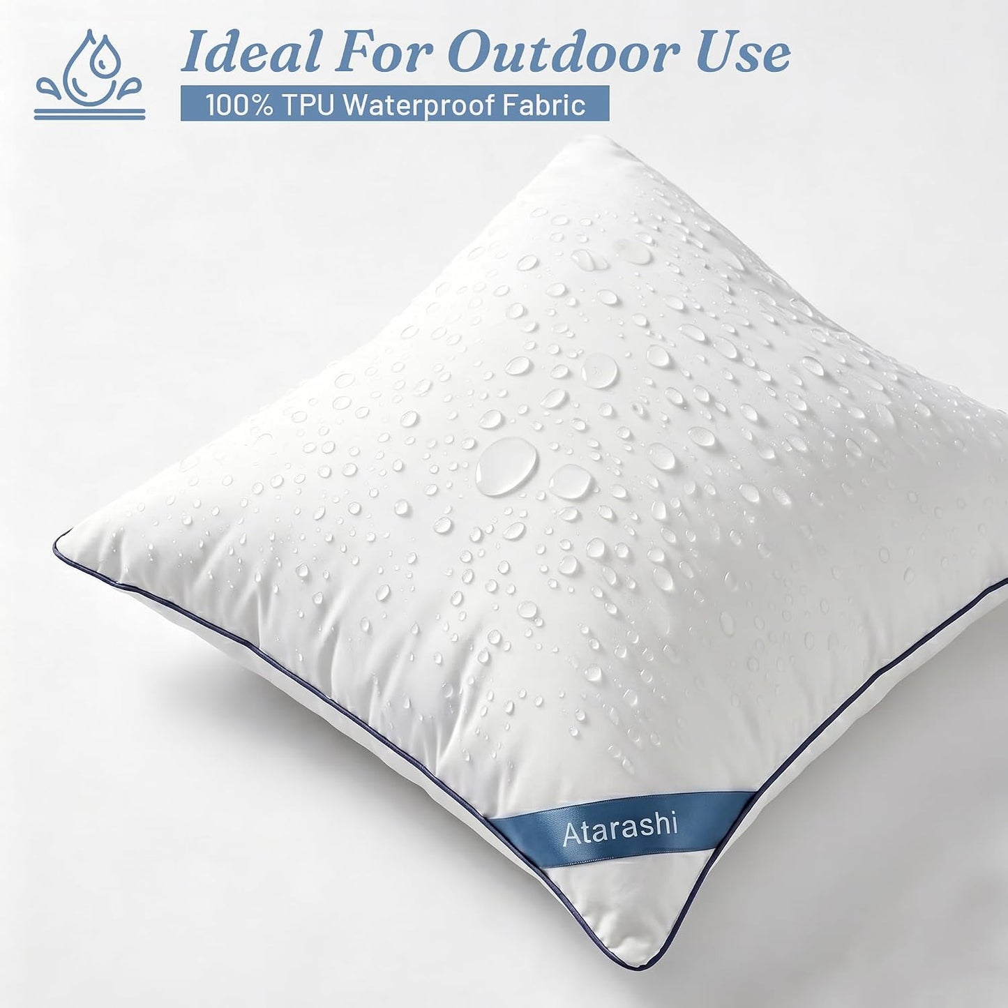 2 Pzas Relleno Almohada Exteriores 22x22pulg Impermeable Blanco