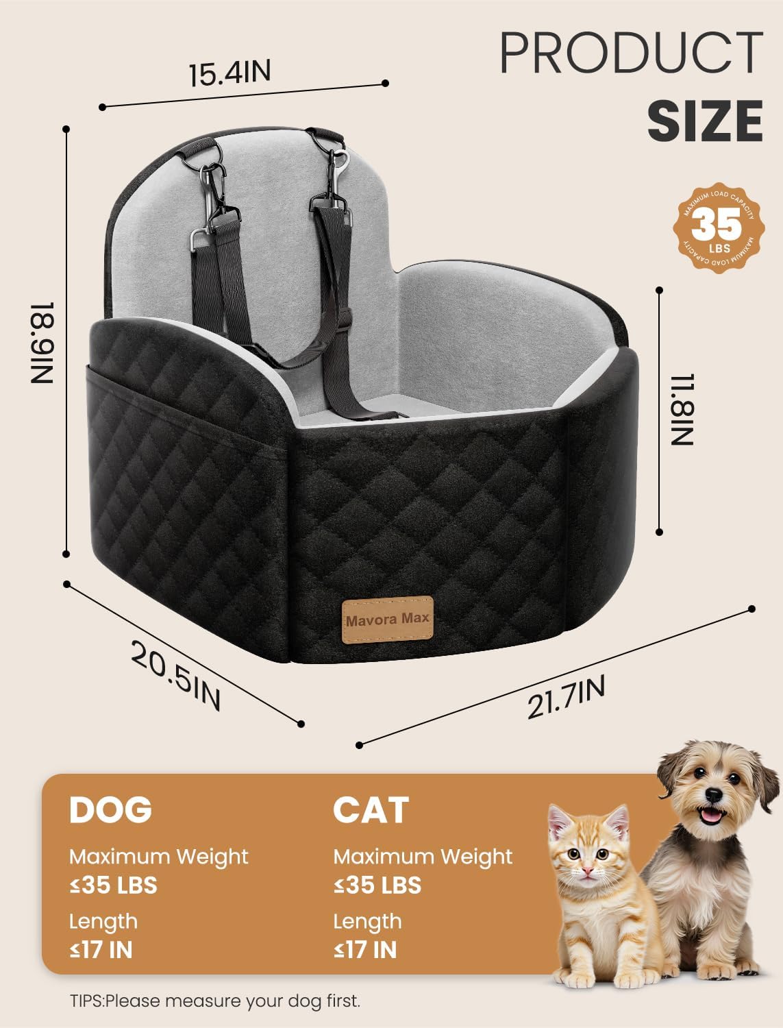 Asiento auto perros espuma viscoelástica desmontable