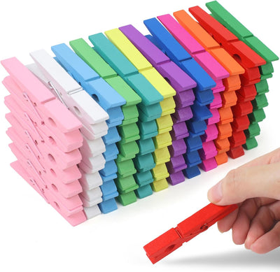 72 Pzas Pinzas Madera Coloridas 2.9pulg para Ropa Aula Decoración